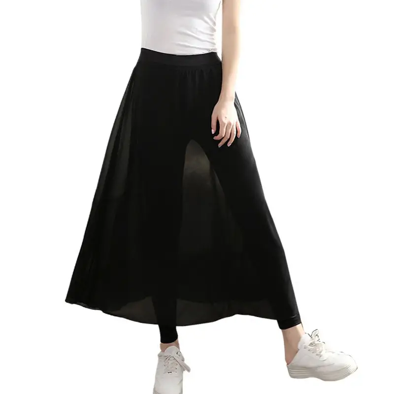 2023 Fake Leggings Modal Spliced Chiffon Skirt Plus Size Nine Point Dance Pants - Image 5