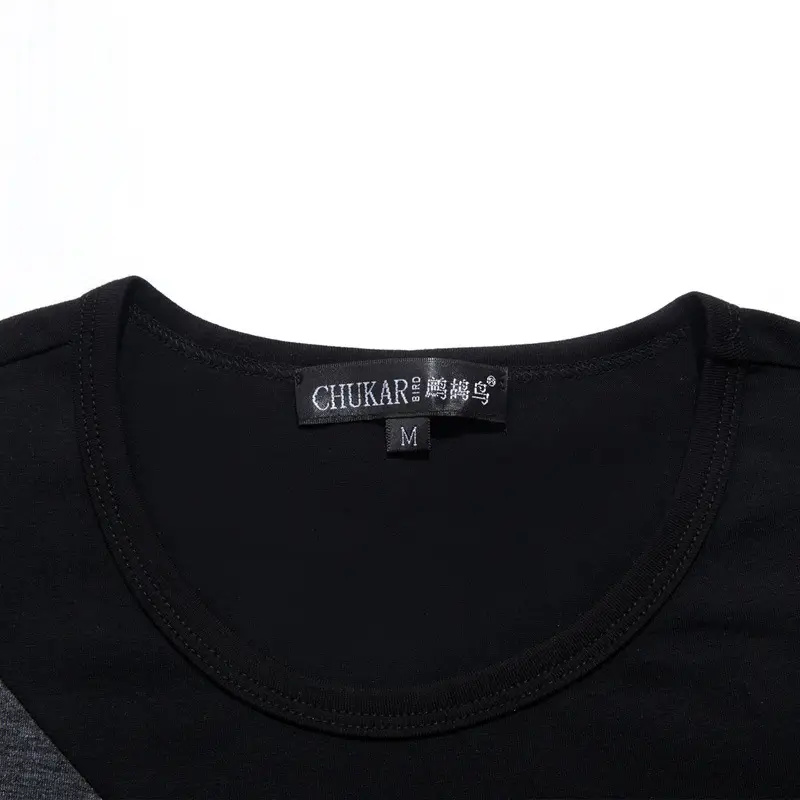 Men Cotton Contrast T-Shirt Round Neck Plus Size