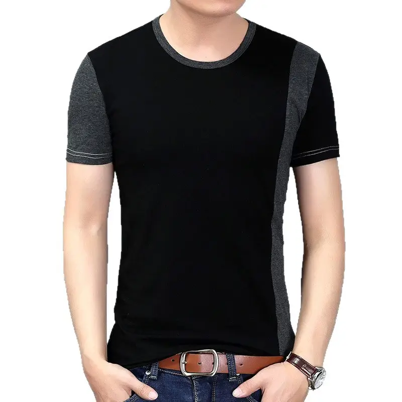 Men Black Cotton Round Neck Short Sleeve T-Shirt - Image 6