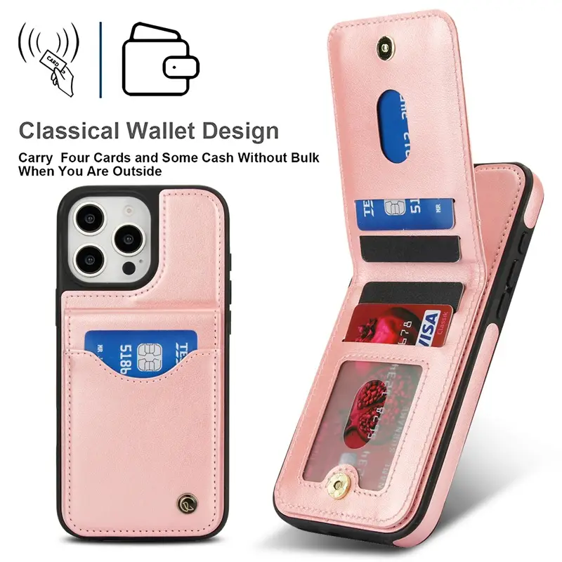 Light Blue iPhone 16 Pro Max Flip Card Holder Case - Image 10