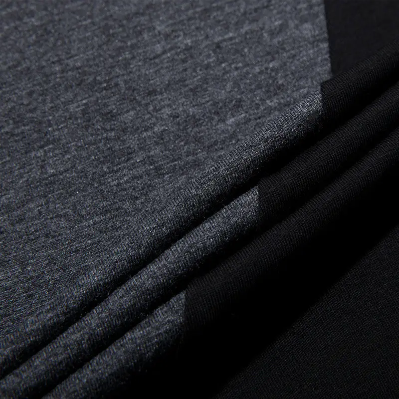 Men Cotton Contrast Short Sleeve T-Shirt Black Grey Slim Fit