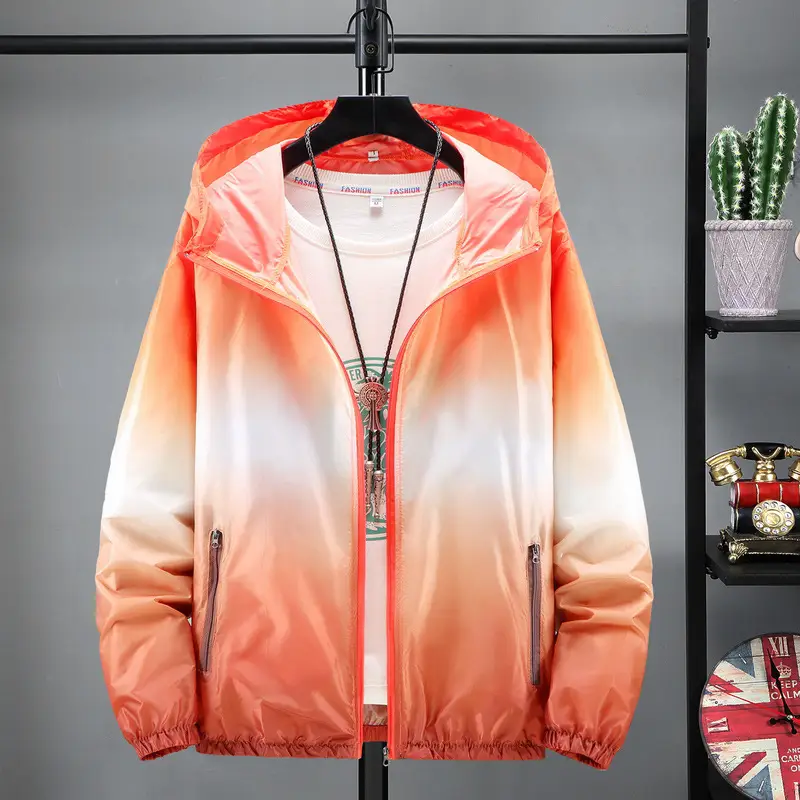 Gradient Blue Hooded Jacket for Men Women - Image 4