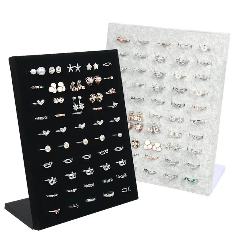 Black Velvet Jewelry Ring Display Stand 50-Bit Vertical Display - Image 2