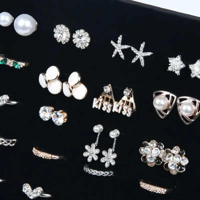 Black Velvet Jewelry Ring Display Stand 50-Bit Vertical Display - Image 3