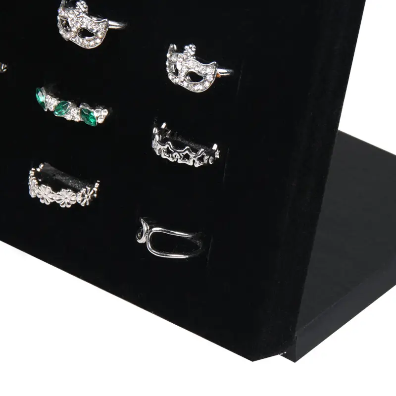 Black Velvet Jewelry Ring Display Stand 50-Bit Vertical Display - Image 4