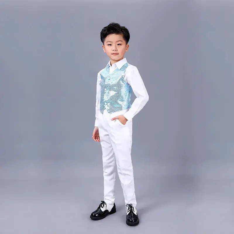 Girls Boys Sequin Hip Hop Vest for Dance Performance