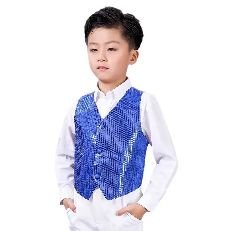 Girls Boys Sequin Hip Hop Vest for Dance Performance