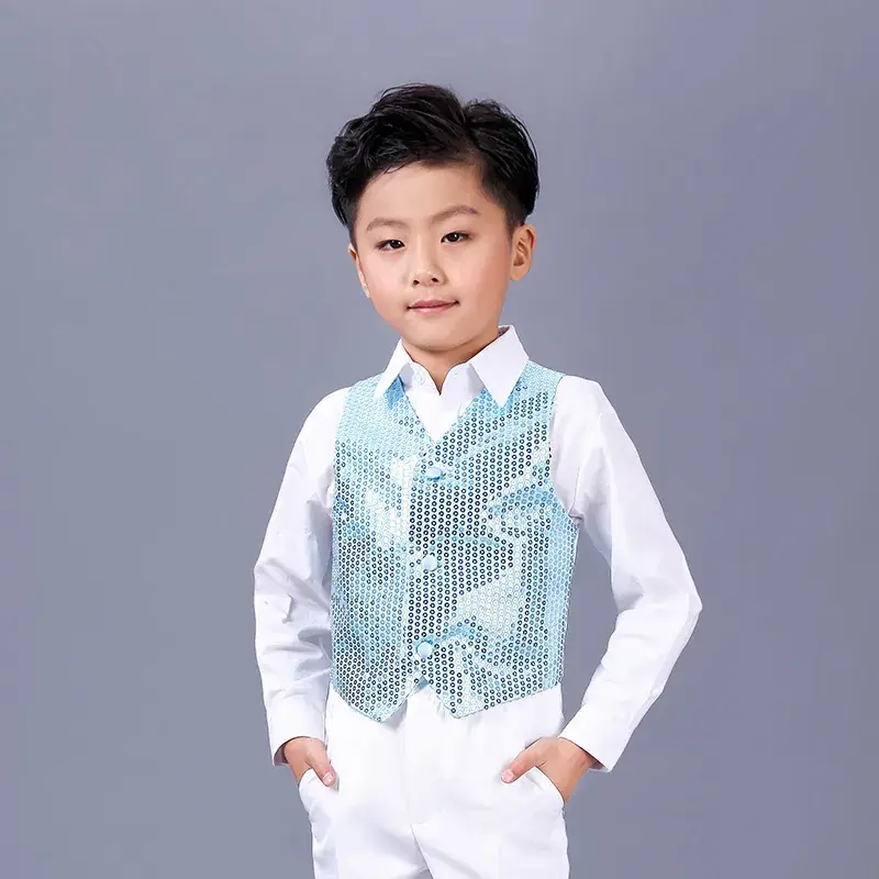 Girls Boys Sequin Hip Hop Vest for Dance Performance