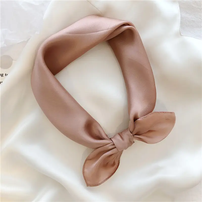 White Silk Bow Scarf 53cm Korean Style - Image 19
