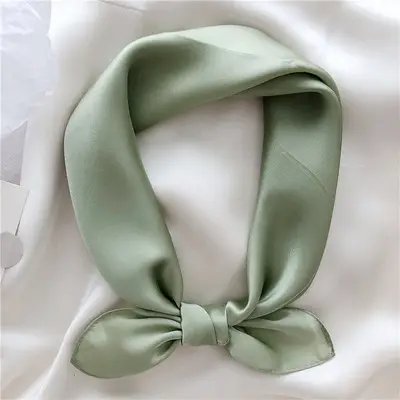 White Silk Bow Scarf 53cm Korean Style - Image 11