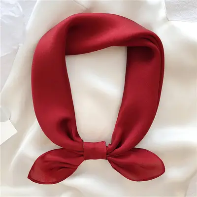 White Silk Bow Scarf 53cm Korean Style - Image 12