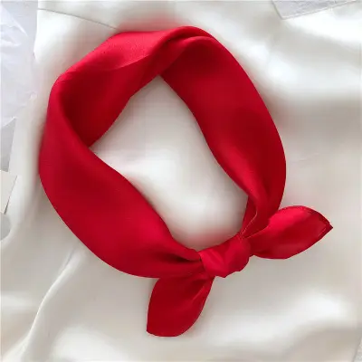 White Silk Bow Scarf 53cm Korean Style - Image 17