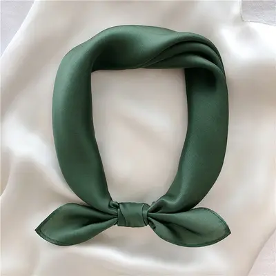 White Silk Bow Scarf 53cm Korean Style - Image 2