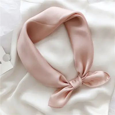 White Silk Bow Scarf 53cm Korean Style - Image 4