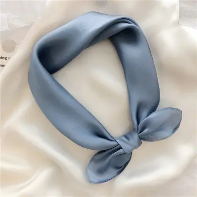 White Silk Bow Scarf 53cm Korean Style - Image 7