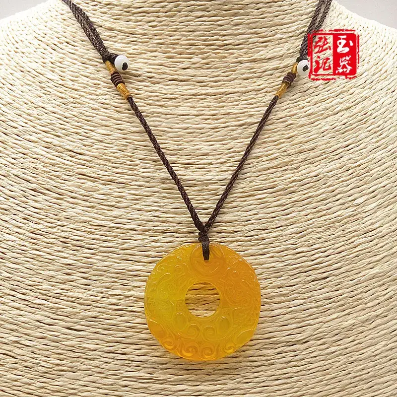 Yellow Jade Pendant with Double Buckle Design - Image 5
