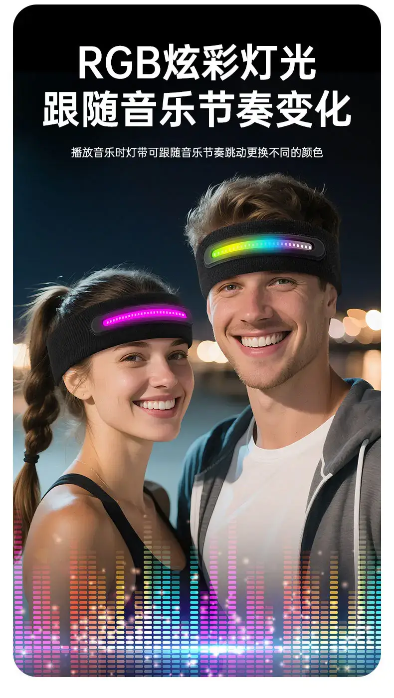 Black Bluetooth 5.4 Headband Music Call Sports Wear — feature 32