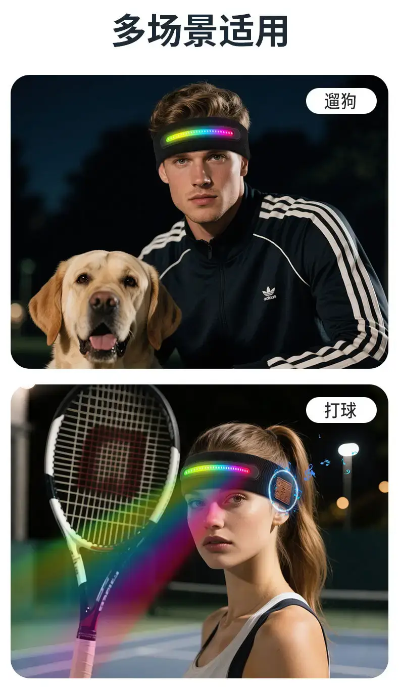 Black Bluetooth 5.4 Headband Music Call Sports Wear — feature 37