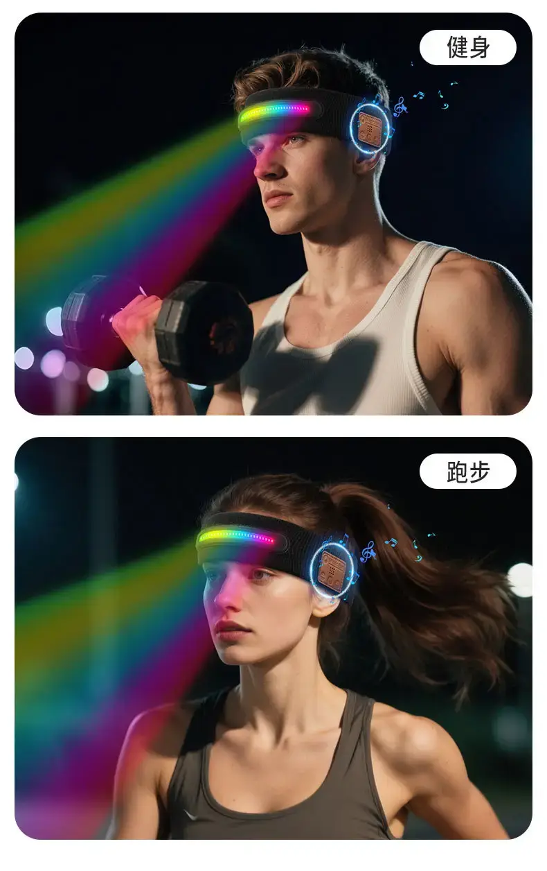 Black Bluetooth 5.4 Headband Music Call Sports Wear — feature 38