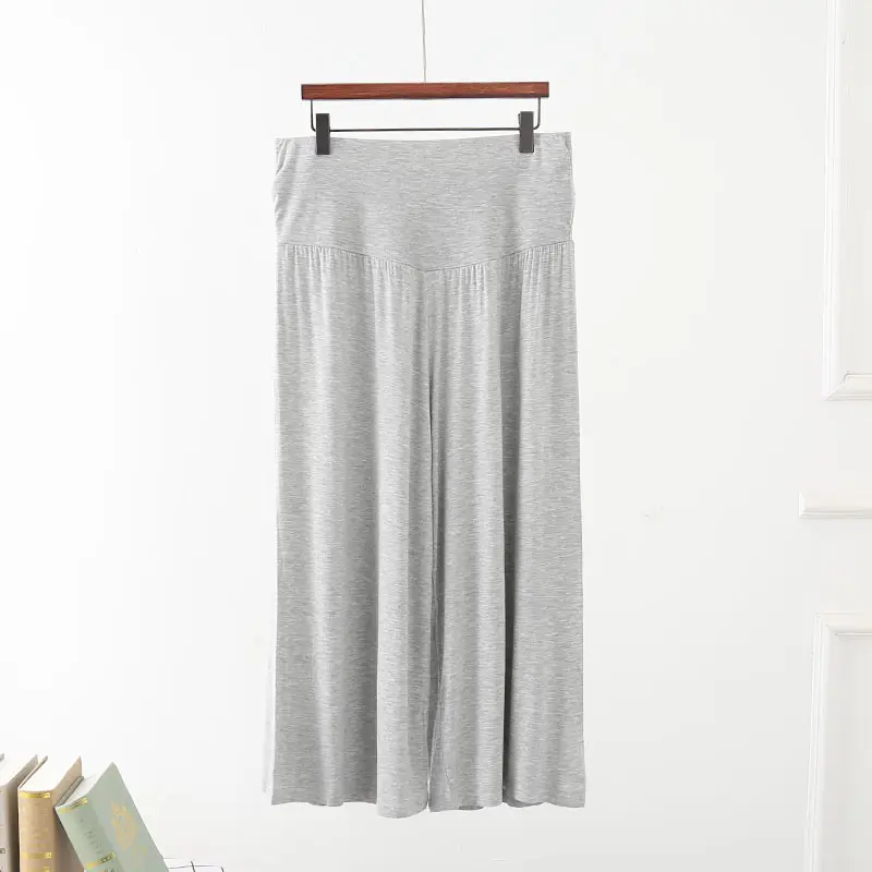 Grey Modal Cotton Cropped Wide Leg Pants Large - Image 7