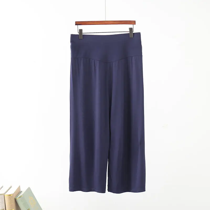 Grey Modal Cotton Cropped Wide Leg Pants Large - Image 8