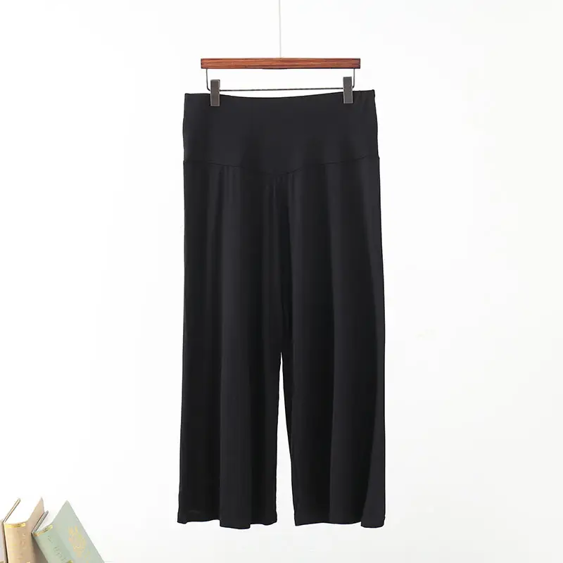 Grey Modal Cotton Cropped Wide Leg Pants Large - Image 9