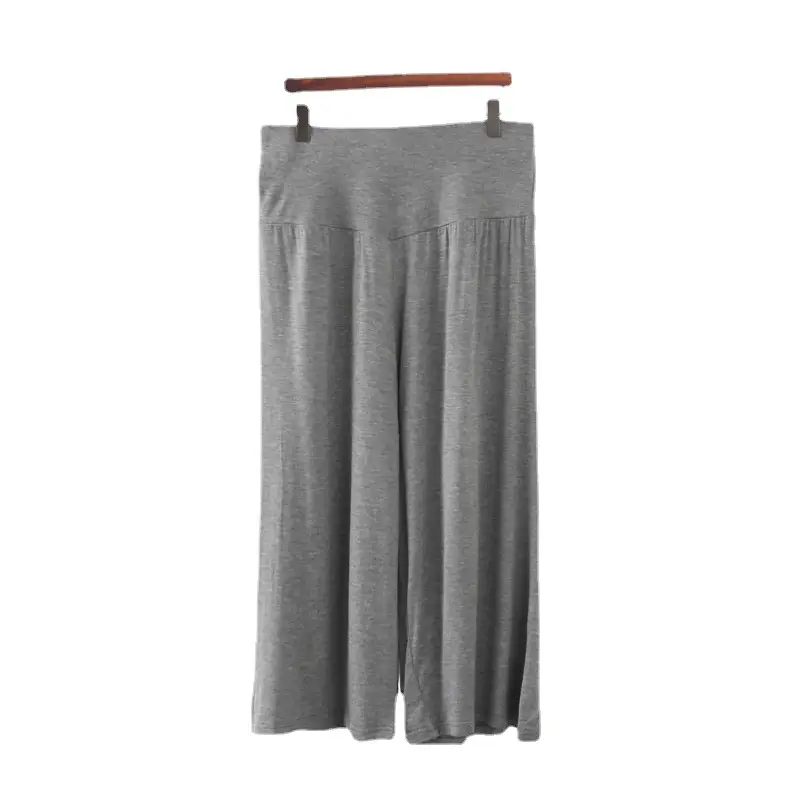 Grey Modal Cotton Cropped Wide Leg Pants Large - Image 10