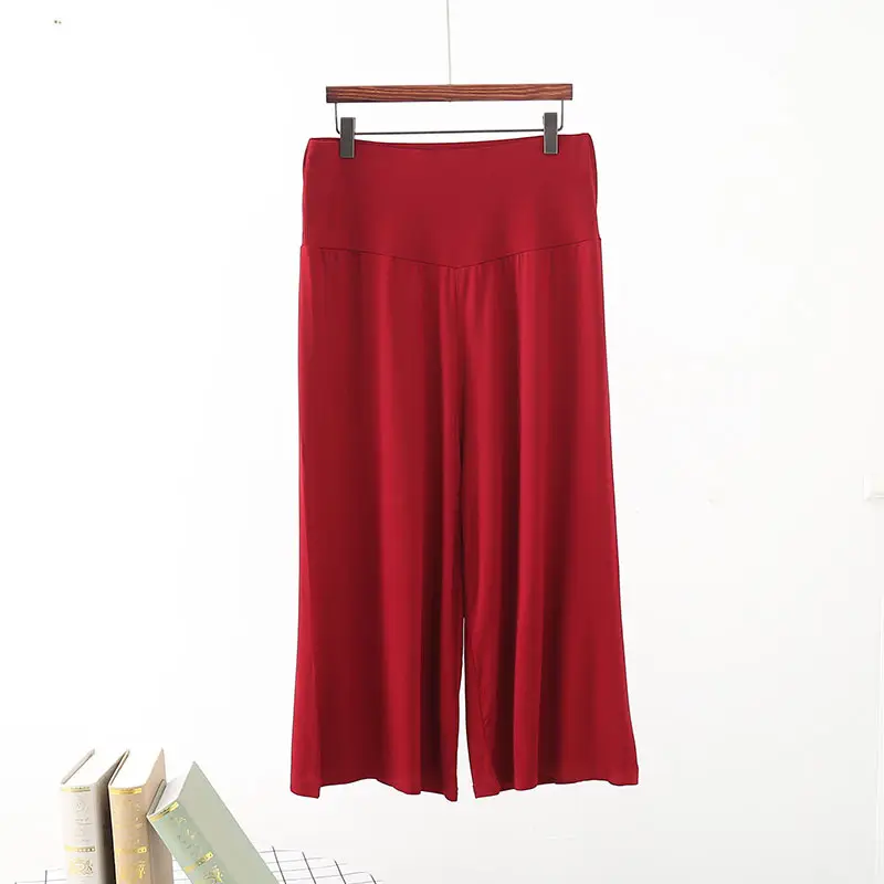 Grey Modal Cotton Cropped Wide Leg Pants Large - Image 2