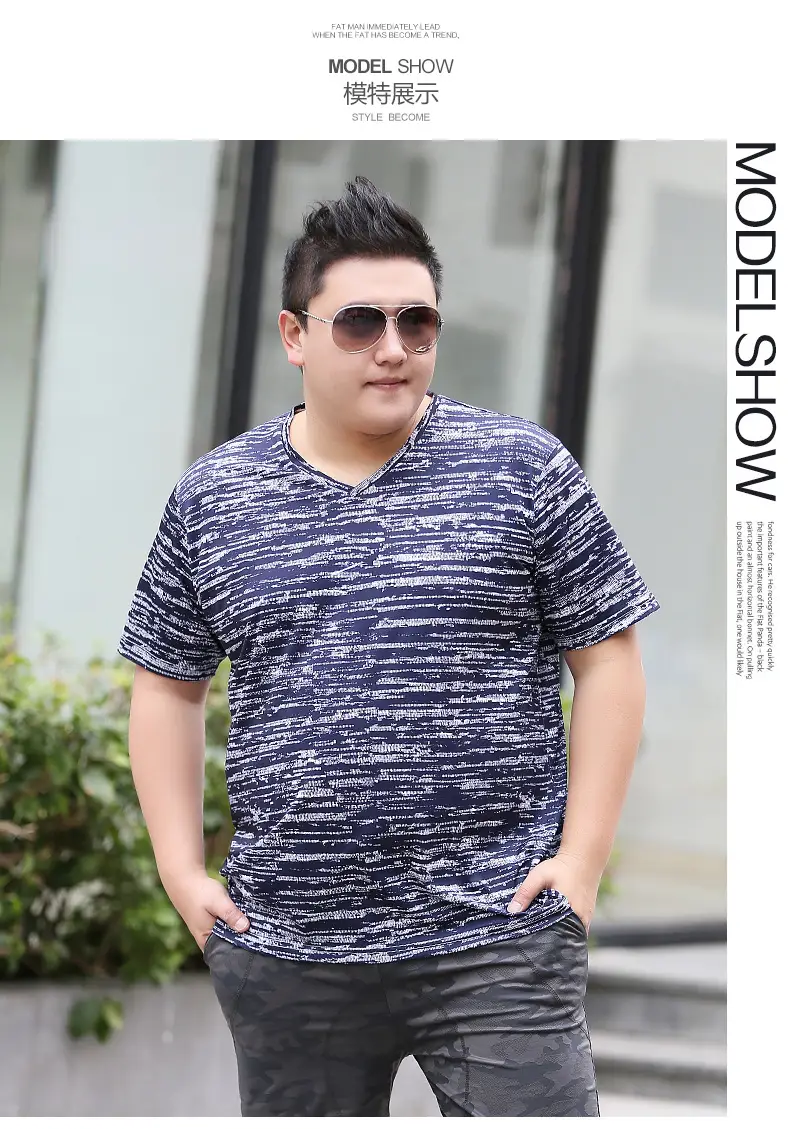 Bi Meng Men's Printed Thin T-Shirt Large Plus Size — feature 8