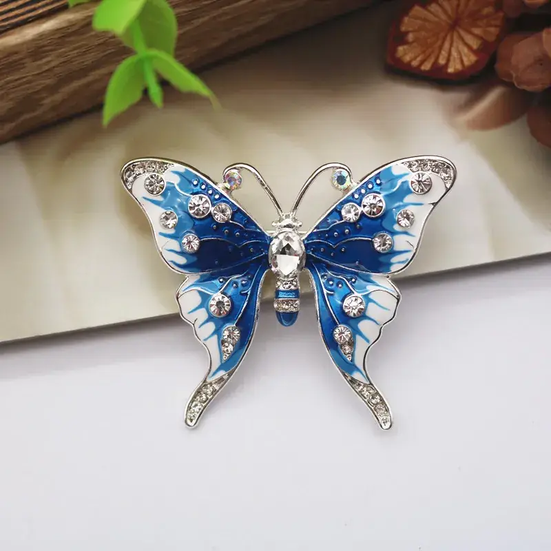 Red Diamond Butterfly Brooch Pin for Women - Image 4