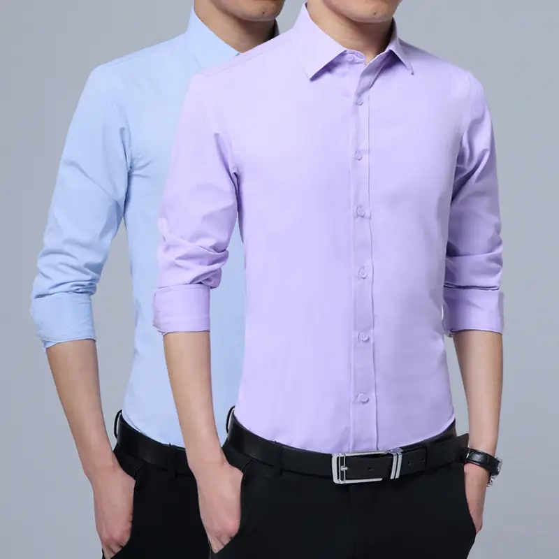 Men's Light Purple Long Sleeve Button Shirt 2025 - Image 10