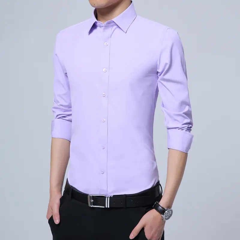 Men's Light Purple Long Sleeve Button Shirt 2025 - Image 4