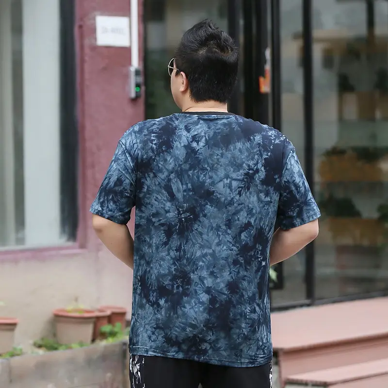 Men's Blue Tie-Dye Short Sleeve T-Shirt XL - Image 3