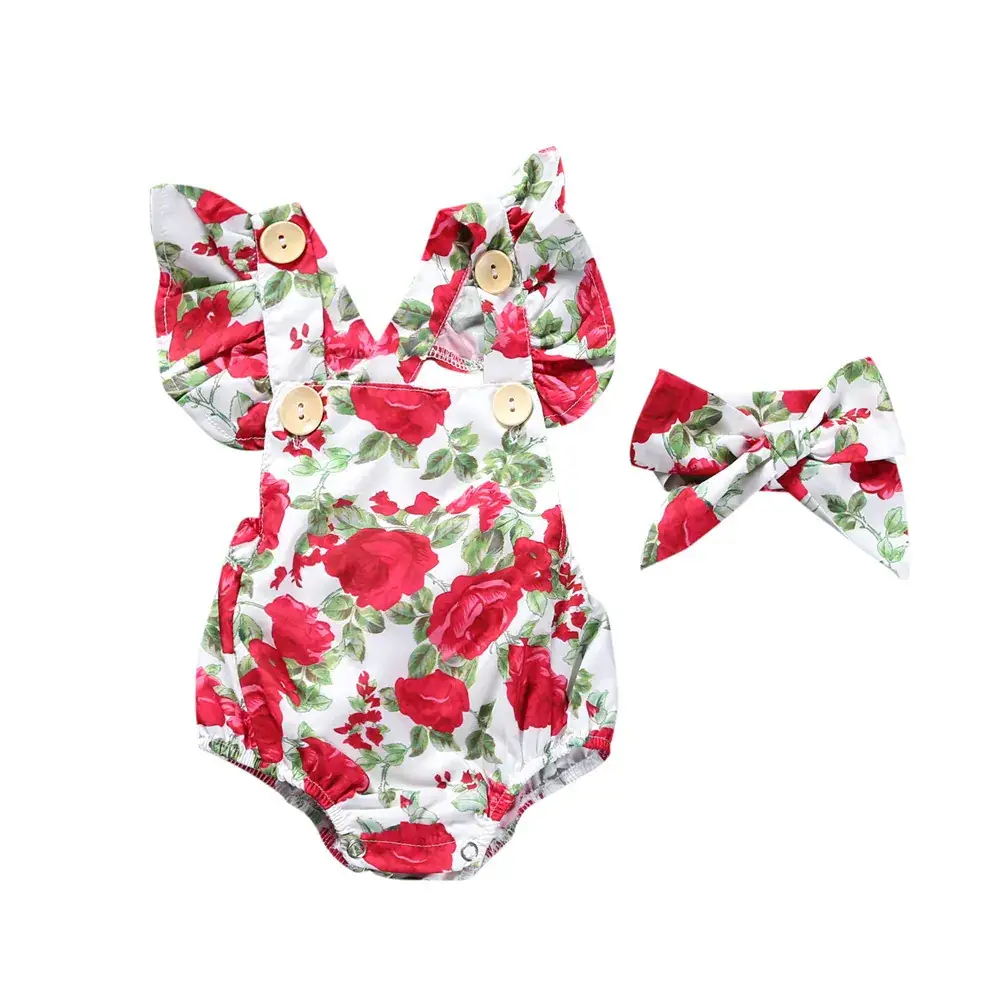 Baby Printed Jumpsuit Blue Floral Summer Set