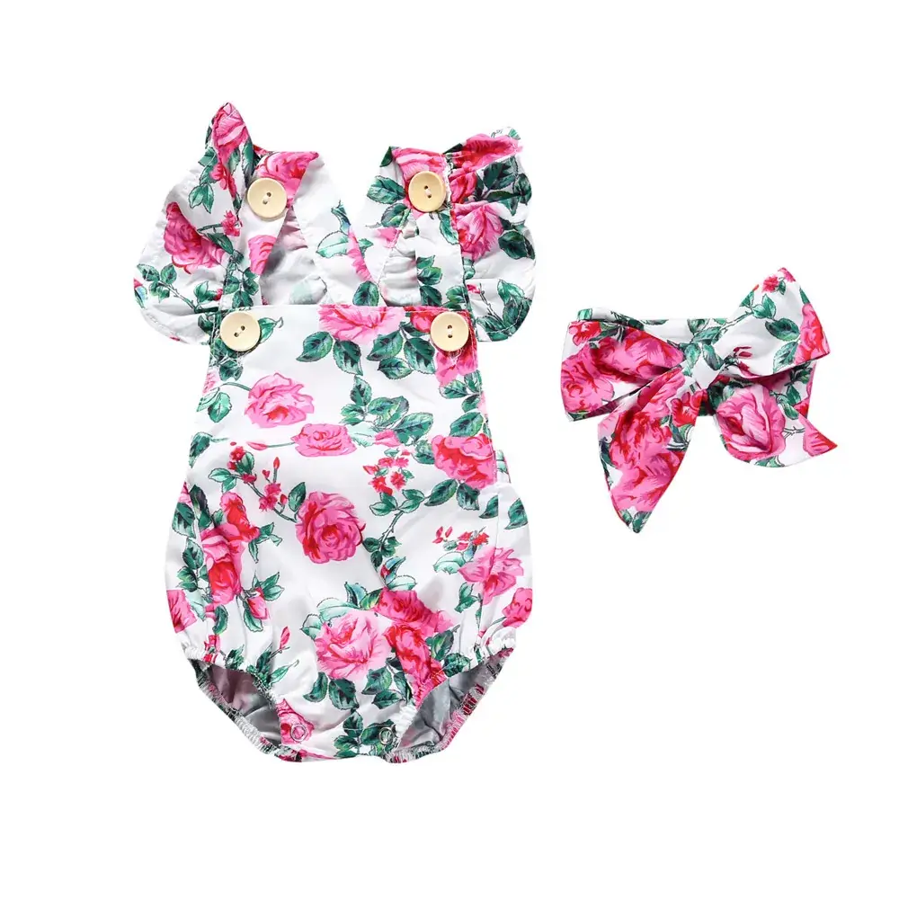 Baby Printed Jumpsuit Blue Floral Summer Set