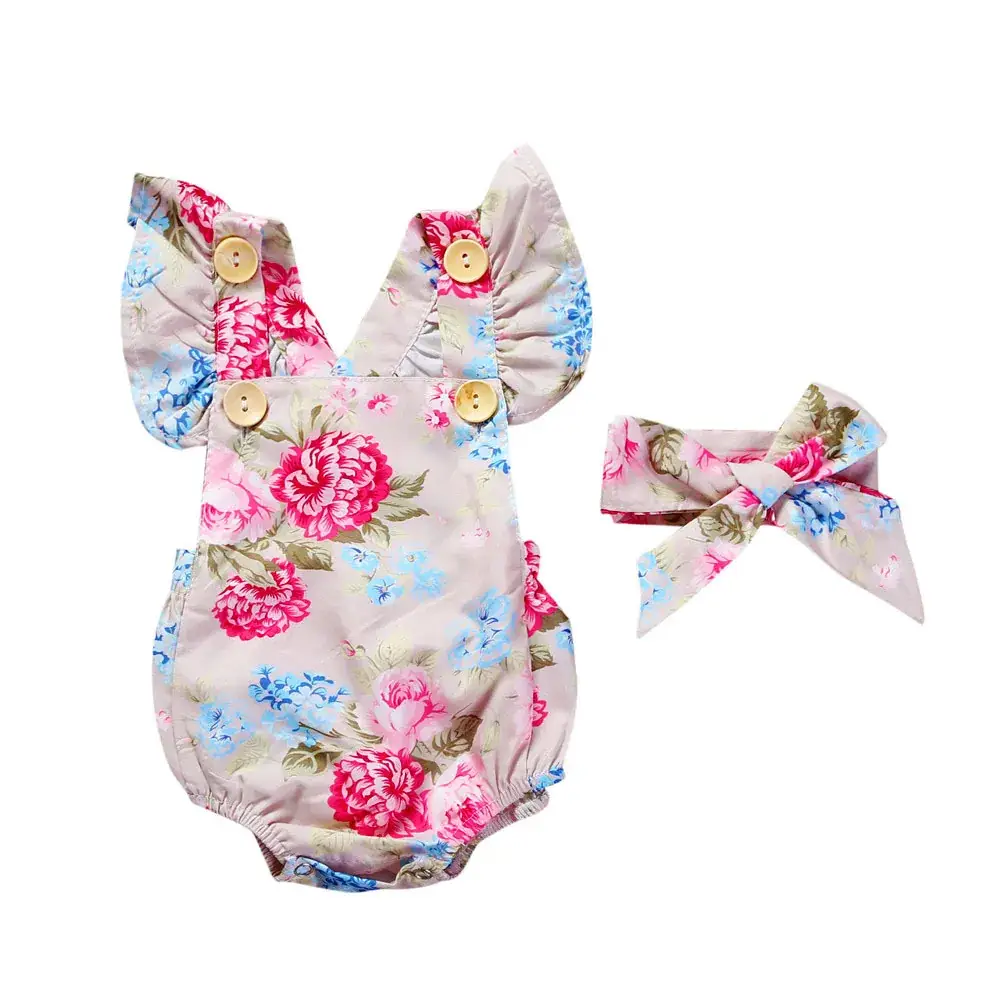 Baby Printed Jumpsuit Blue Floral Summer Set