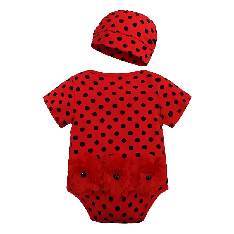 Red Polka Dot Baby Onesie with Hat Set - Image 10