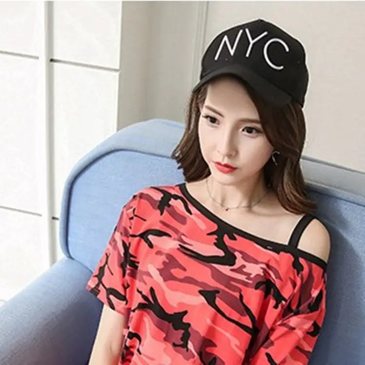 Women Camouflage Cold Shoulder T-Shirt Mid Length - Image 5