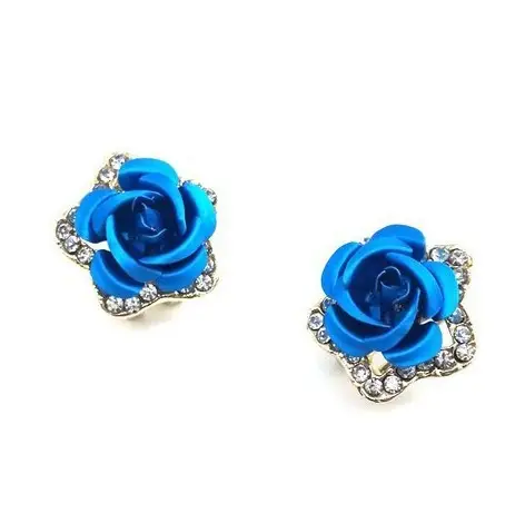 Korean Fashion Rose Earrings with Rhinestones - Image 4