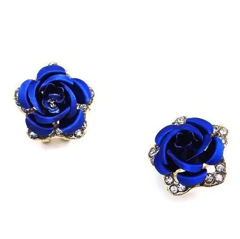 Korean Fashion Rose Earrings with Rhinestones - Image 6