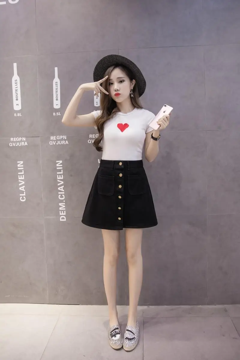 Korean Dongdaemun High-Waist Denim Skirt Large Size — feature 16