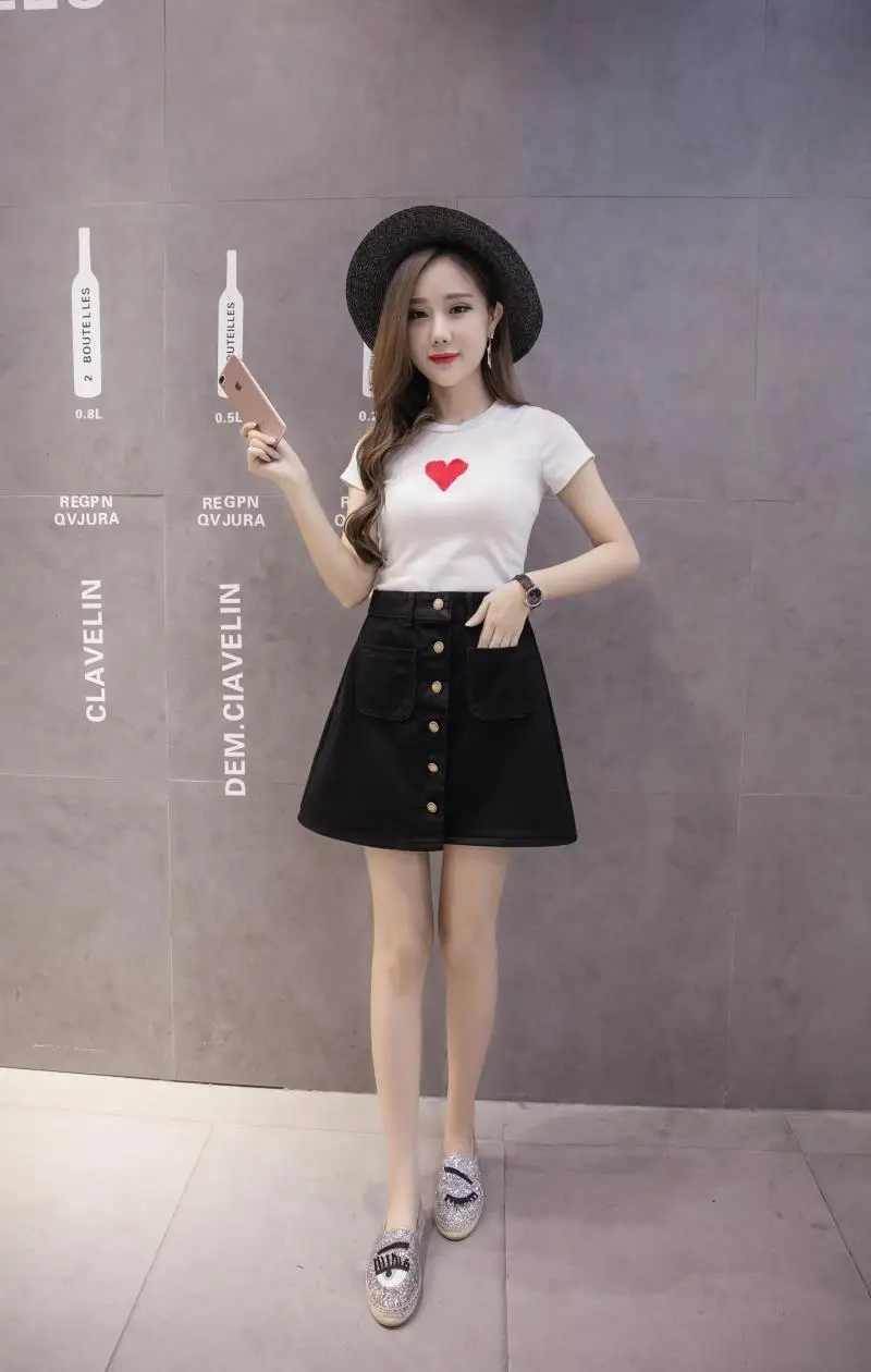 Korean Dongdaemun High-Waist Denim Skirt Large Size — feature 17