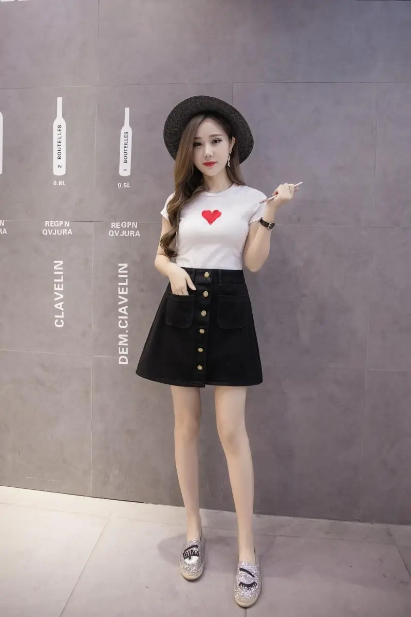 Korean Dongdaemun High-Waist Denim Skirt Large Size — feature 18