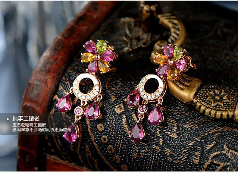 Korean Red Tourmaline Earrings 18K Gold Set — feature 10