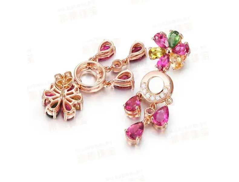 Korean Red Tourmaline Earrings 18K Gold Set — feature 6