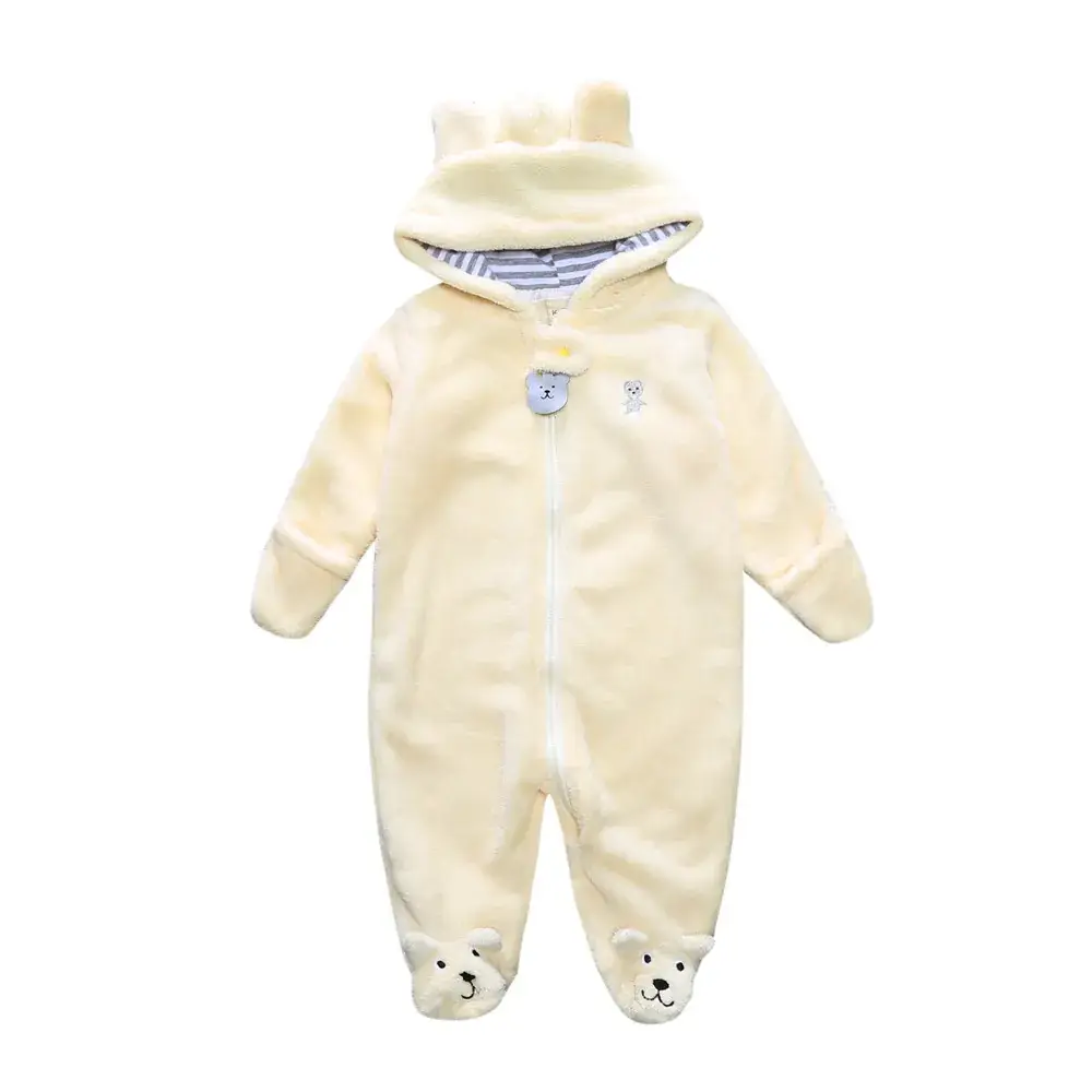 Baby Bear Hooded Fleece One-Piece Romper Light Blue - Image 4