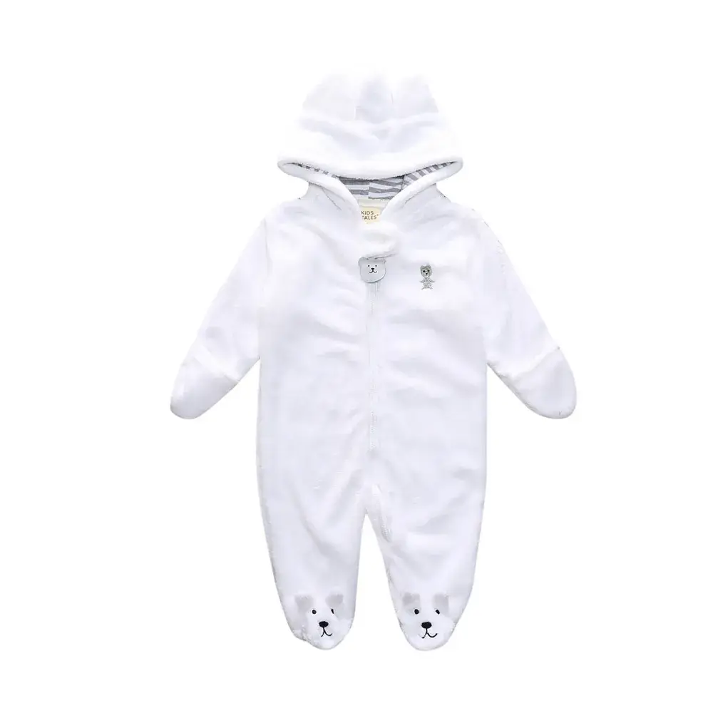 Baby Bear Hooded Fleece One-Piece Romper Light Blue - Image 5