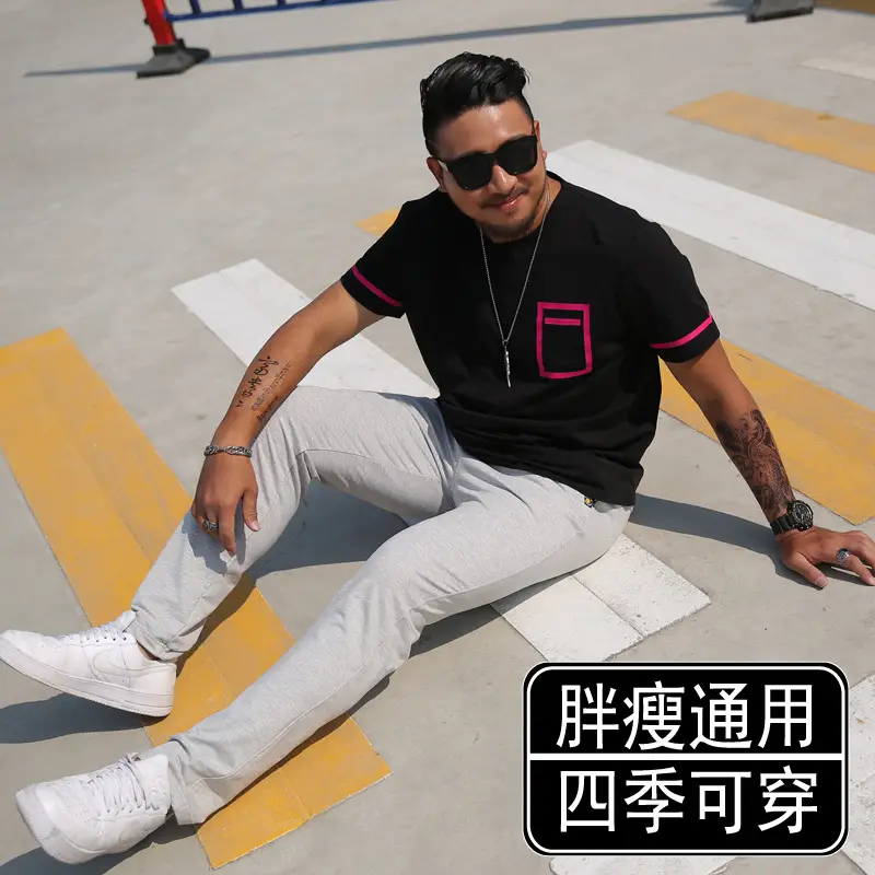 Men Grey Slim Fit Sweatpants Large All Season Cotton - Image 9