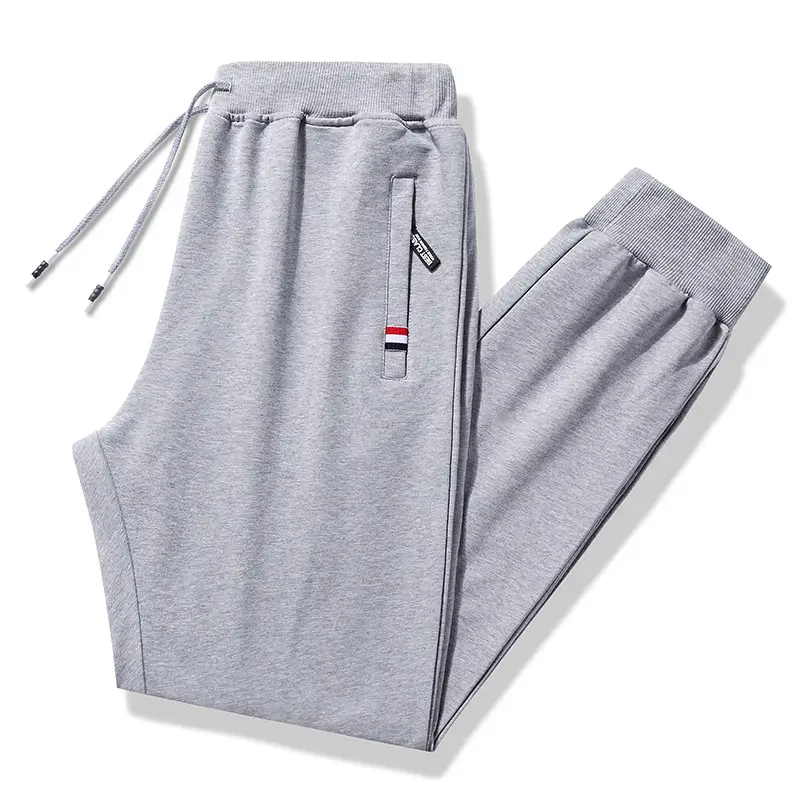 Men Grey Slim Fit Sweatpants Large All Season Cotton - Image 8