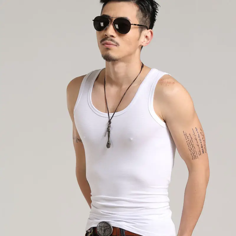 2025 Men's White Tight Fitting Vest for Summer Fitness Wear